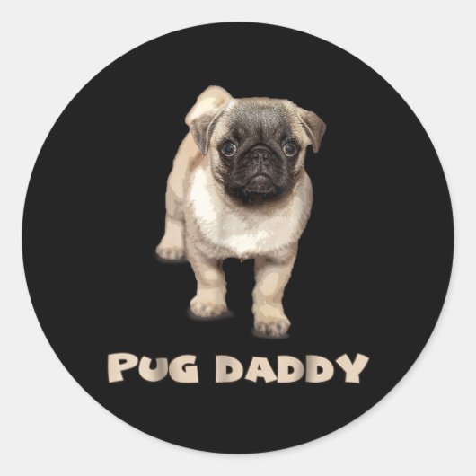 Pug Daddy Lover Gift Grappig Ronde Sticker (Voorkant)