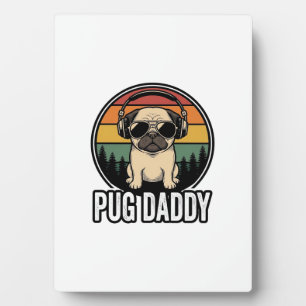 Pug Daddy Vintage Sunset Honden Vector T-shirt Ont Fotoplaat
