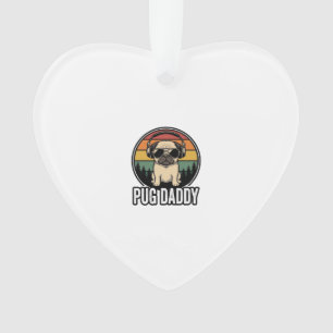 Pug Daddy Vintage Sunset Honden Vector T-shirt Ont Ornament