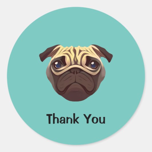 Pug Dank u Ronde Sticker (Voorkant)
