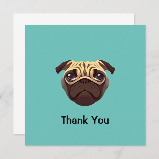 Pug Dank u Uitnodiging (Voorkant / Achterkant)