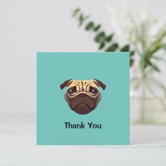 Pug Dank u Uitnodiging (Staand voorkant)