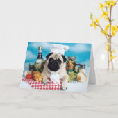 Pug de Chef-kok van de Hond Kaart (Gele Bloem)