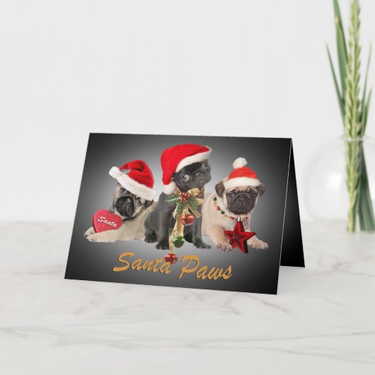 Pug de kaart van de Kerstman van het Trio (Voorkant)