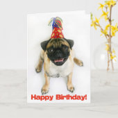 Pug de Kaart van de Verjaardag (Gele Bloem)