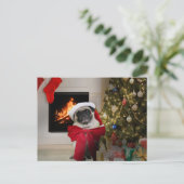 Pug de Kerstkaart van Misha Feestdagenkaart (Staand voorkant)