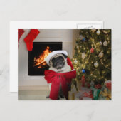 Pug de Kerstkaart van Misha Feestdagenkaart (Voorkant / Achterkant)