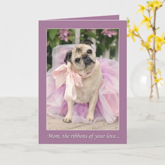 Pug de Linten van de Kaart van het Moederdag van (Gele Bloem)