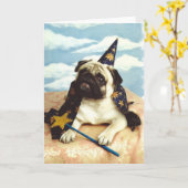 Pug de Tovenaar van de Tovenaar van de Hond Kaart (Gele Bloem)