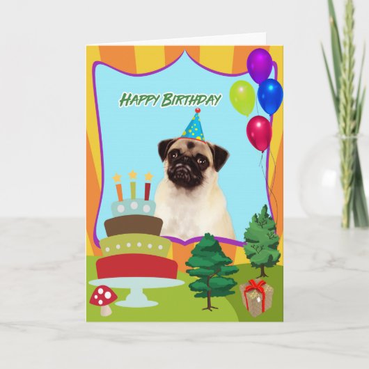 Pug de Verjaardag van de Hond Kaart (Voorkant)