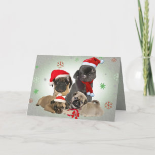 Pug de Wenskaarten van de Poten van de Kerstman Feestdagen Kaart