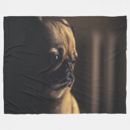 Pug Deep in gedachte Fleece Deken