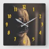 Pug Deep in gedachte Vierkante Klok (Voorkant)