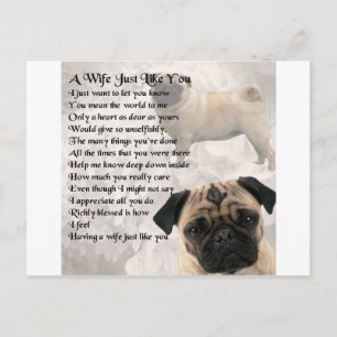 Pug Design - Wife gedicht Briefkaart