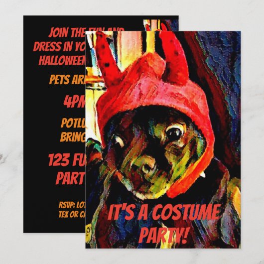 Pug Devil Halloween Kostuum Party Kaart (Voorkant / Achterkant)