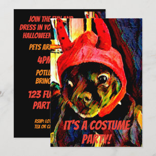 Pug Devil Halloween Kostuum Party Kaart