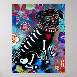 Pug Dia de los Muertos Hondenliefhebber Poster