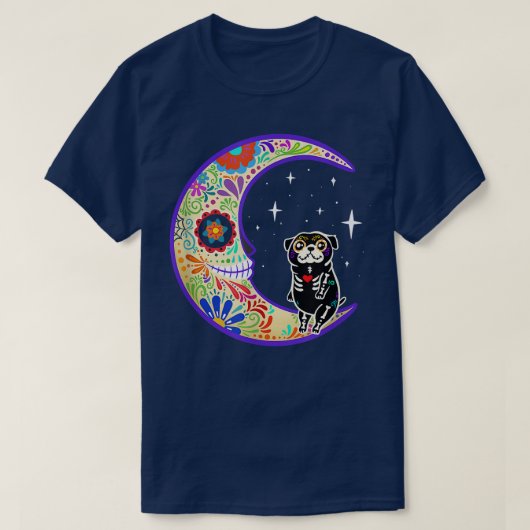 Pug Dia de Los Muertos Skeleton Sugar Skull T-Shir T-shirt (Design voorkant)