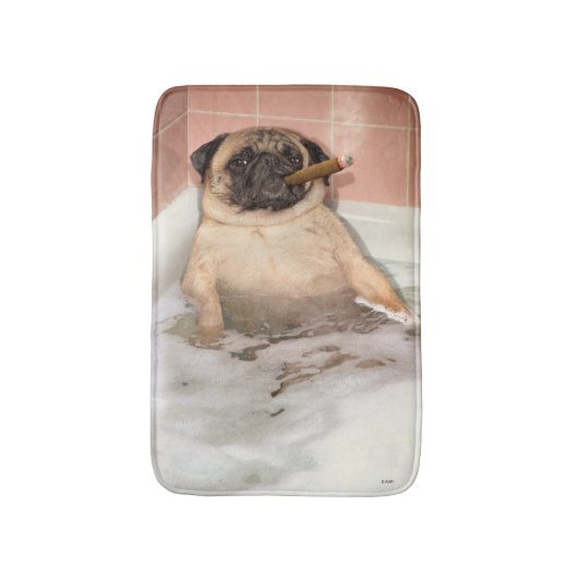 Pug die Bubble Bath pakt Badmat (Voorkant Verticaal)