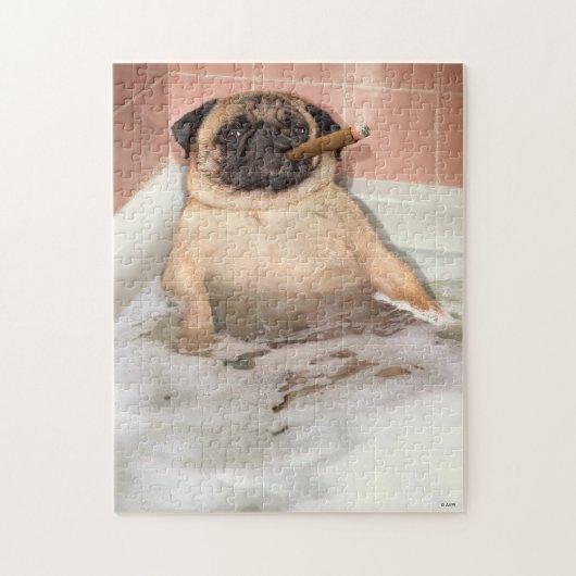 Pug die Bubble Bath pakt Legpuzzel (Verticaal)