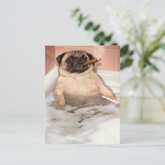 Pug die Bubble Bath pakt Uitnodiging Briefkaart (Staand voorkant)