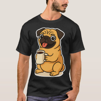 Pug die koffie drinkt t-shirt