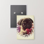 Pug, Dier,natuur Button (Voorkant / Achterkant)