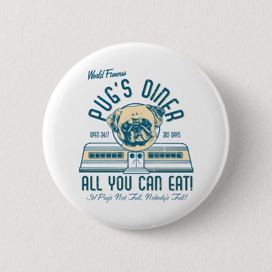 Pug Diner 50s Retro  Buttonnen Ronde Button 5,7 Cm (Voorkant)