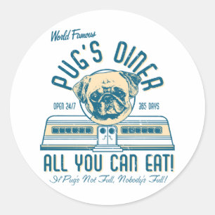 Pug Diner 50s  Retro Stickers