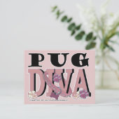 Pug DIVA Briefkaart (Staand voorkant)