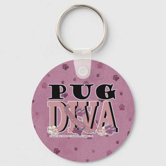 Pug DIVA Sleutelhanger (Voorkant)