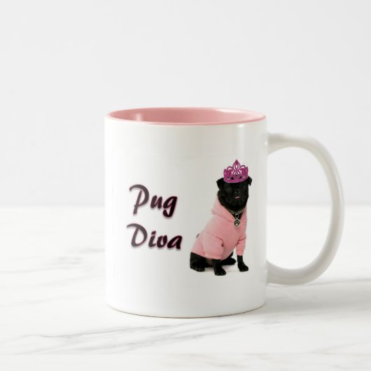 Pug Diva Tweekleurige Koffiemok (Rechts)