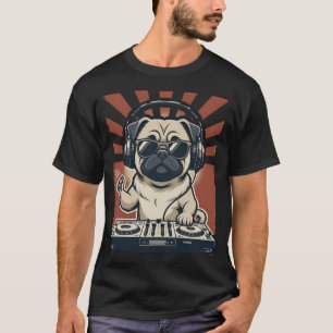 Pug DJ Hond Muziek Liefhebber Disc Jockey T-shirt