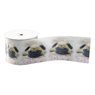 Pug dog 3" Grosgrain Ribbon Lint