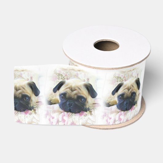 Pug dog 3" Grosgrain Ribbon Lint (Spoel)