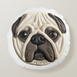 Pug Dog 3D geïnspireerd Rond Kussen