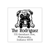 Pug Dog, Aangepast retouradres Rubberstempel (Afrduk)