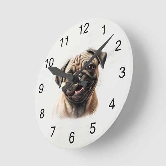 Pug Dog Aangepaste foto Aangepaste wandklok op maa (Hoek)
