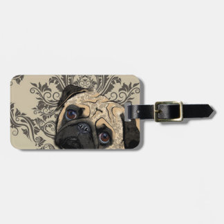 Pug Dog Abstract Pet Pattern Print Bagagelabel
