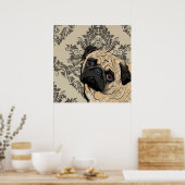 Pug Dog Abstract Pet Pattern Print Poster (Keuken)