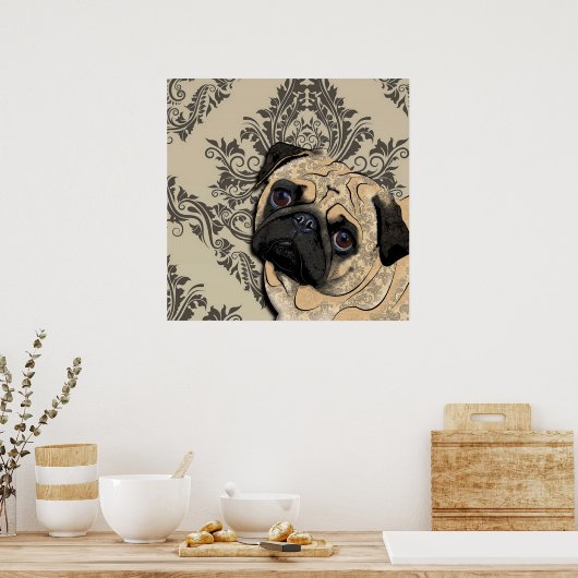 Pug Dog Abstract Pet Pattern Print Poster (Keuken)