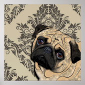 Pug Dog Abstract Pet Pattern Print Poster (Voorkant)