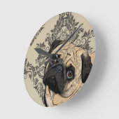 Pug Dog Abstract Pet Pattern Print Ronde Klok (Hoek)