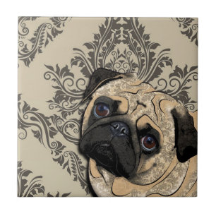 Pug Dog Abstract Pet Pattern Print Tegeltje