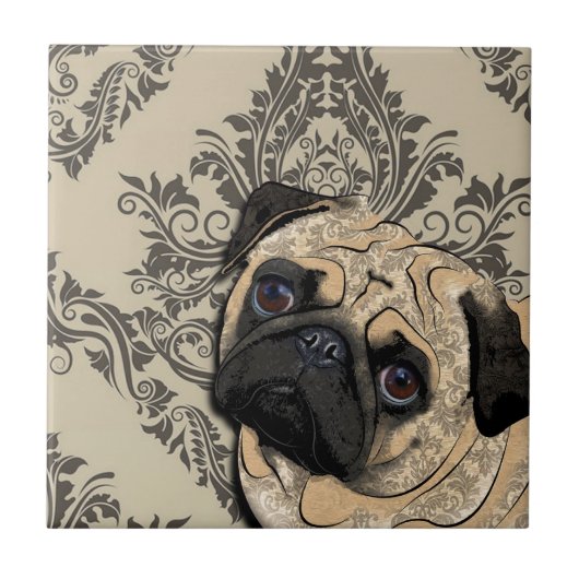 Pug Dog Abstract Pet Pattern Print Tegeltje (Voorkant)