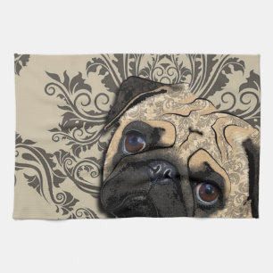 Pug Dog Abstract Pet Pattern Print Theedoek