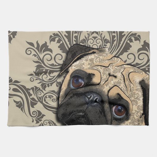 Pug Dog Abstract Pet Pattern Print Theedoek (Horizontaal)