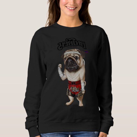 Pug Dog als Muay Thai Kick Boxing Champion Trui (Voorkant)