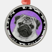 Pug Dog Art-kerstversiering door Glenda Harlan