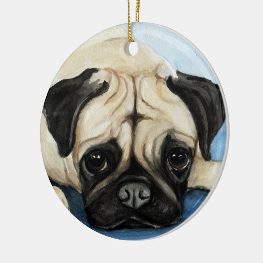 Pug Dog Art Ornament (Links)